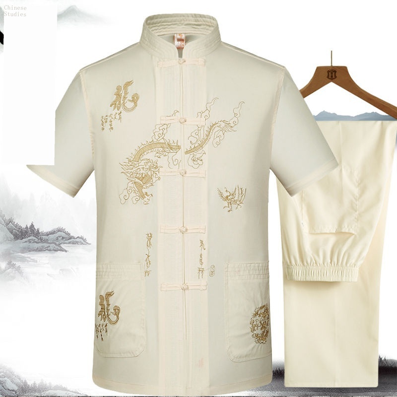 Set Đồ Phong Cách Trung Hoa Ngắn Tay Dành Cho Nam Trung Niên