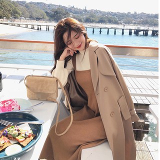 Đầm SUXI dệt kim tay dài phong cách thời trang xinh xắn cho nữ