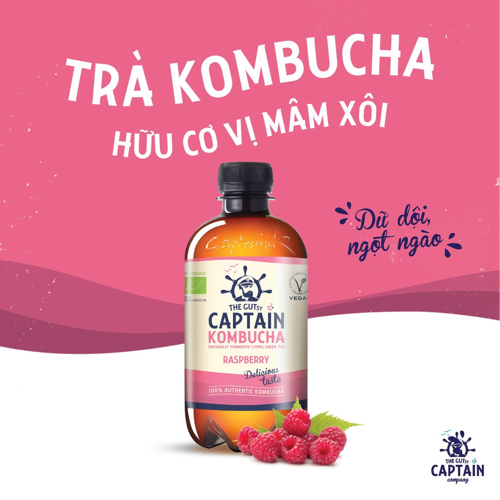 Trà Dưỡng Sinh KomBuCha hữu cơ Captain Kombucha 400ml