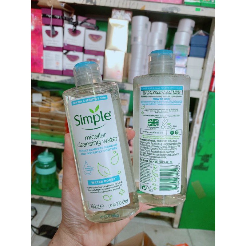 Nước Tẩy Trang Simple Water Boost Facial Cleanser Micellar Water - Dành Cho Da Khô, Thiếu Nước