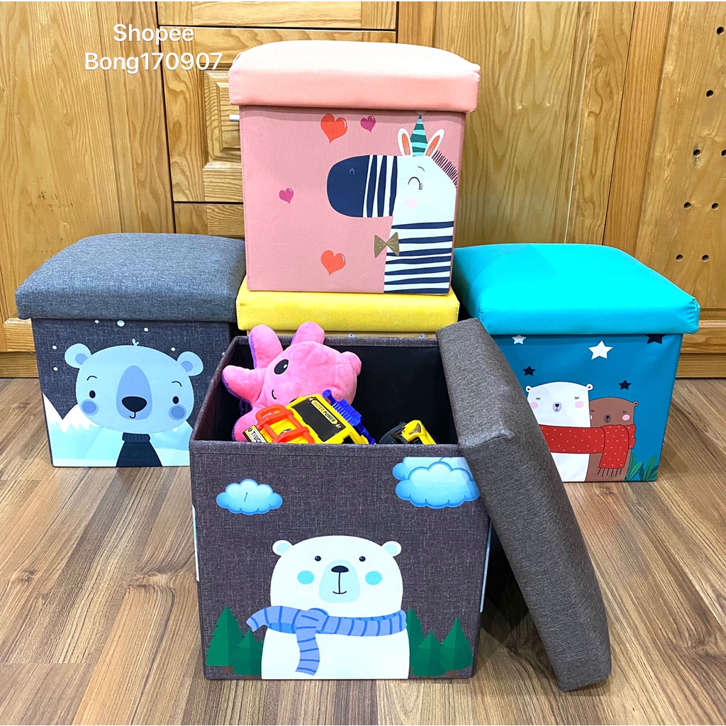 Bộ 2 ghế sofa trẻ em kiêm hộp đựng đồ so cute chất vải oxfort 600d cứng cáp họa tiết kỹ thuật số