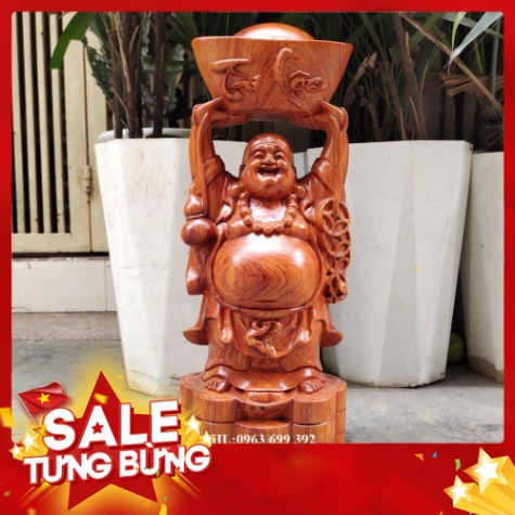 Tượng phật di lặc dâng vàng gỗ hương cao 50 cm