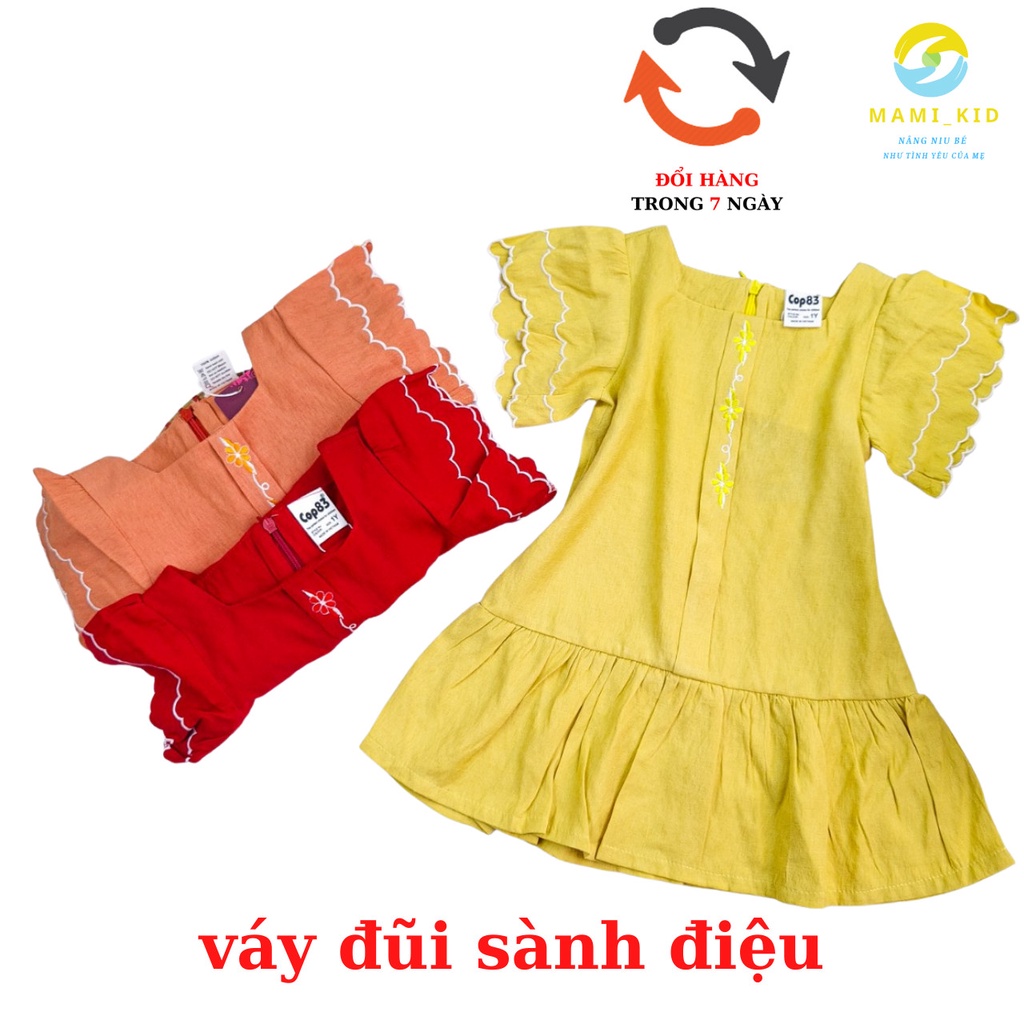 váy xinh cho bé gái 1-7 tuổi chất linen siêu mát dáng đuôi cá tay bồng,  12-25kg ,Mamikid