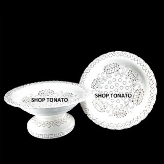 Dĩa trái cây bạch ngọc 03 đường kính 15cm,18cm,20cm,23cm