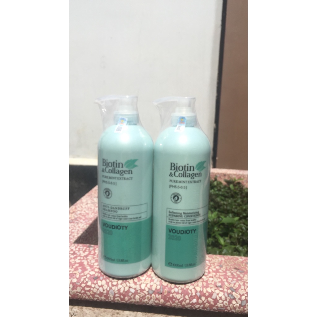 Cặp Dầu Gội Xả Biotin &amp; Collagen Xanh Dương Siêu Mềm Mượt Cho Tóc Khô 1000ml