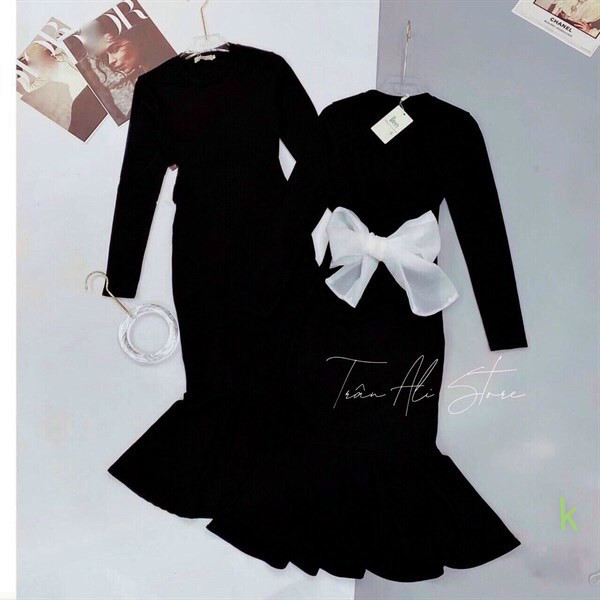 Váy Đầm Ôm Body Tay Dài Thắt Nơ Lưng Thời Trang Nữ ĐẶNG DIỆU Mẫu Free Size Dưới 56kg