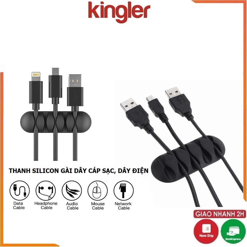 Thanh Silicon 5 Lỗ Kẹp Dán Cố Định Dây Cáp Sạc, Dây Điện, Tai Nghe Sắp Xếp Gọn Gàng Cho Bàn Làm Việc - Kingler 5679