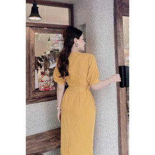 Đầm ôm tay lửng xếp eo - 20Again DOA0728