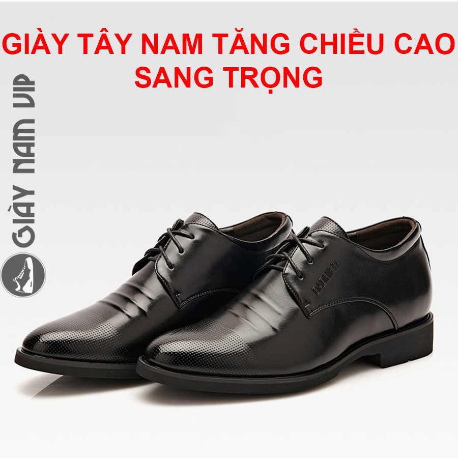 Giày Nam Tăng Chiều Cao Đen Đẹp Hàn Quốc GIAYNAMVIP Giày Công Sở Nam Chính Hãng Buộc Dây GNK84