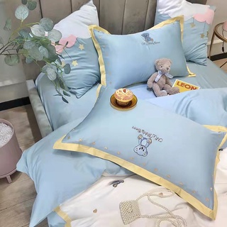 Bộ chăn ga gối Lụa cao cấp Teddy bear 6 món