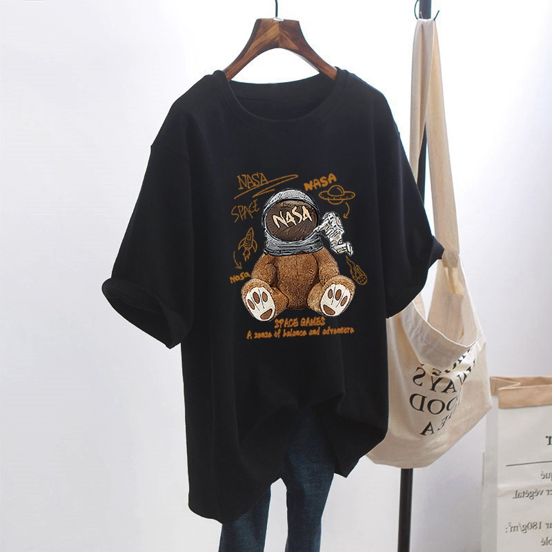 NRVP Áo Thun Tay Ngắn Dáng Rộng In Họa Tiết Thời Trang Mùa Hè Hàn Quốc Mới 2021