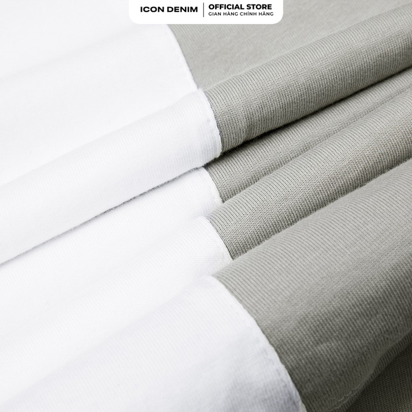 Áo Thun Nam Tay Ngắn ICON DENIM Dáng Oversize Basic Color Block, Chất Liệu Cotton Cao Cấp Thoáng Mát | BigBuy360 - bigbuy360.vn