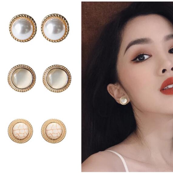 Đôi Khuyên Tai Đính Ngọc Trai Nhân Tạo Dễ Thương Cho Nữ