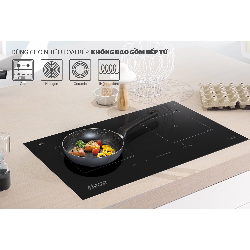 Chảo chiên vân đá chống dính Sunhouse CT26 plus/CT24 plus/CT20 plus/CT18 plus - Không sử dụng bếp từ