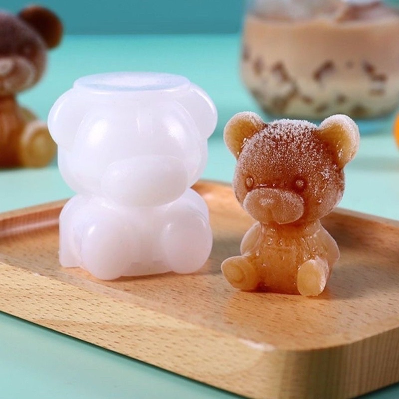 Khuôn Làm Đá Uống Trà Sữa/Cà Phê Hình Chú Gấu Bằng Silicone