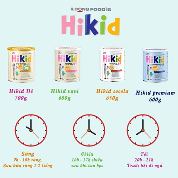 Sữa Bột Hikid Tăng Chiều Cao Vị Vani, Premium 600g