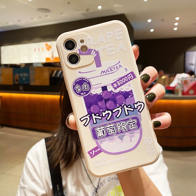 Ốp iphone Milktea cạnh vuông bảo vệ camera dành cho ip 11 7plus 6 8plus 11promax 12 12pro max xr 13promax e78