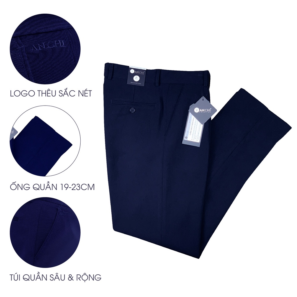 Combo Áo Sơ Mi Nam Classic Dài Tay Trắng Và Quần Âu Xanh Than Trung Niên ANCHI Cao Cấp