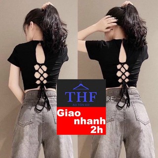 ÁO CROPTOP TAY DÀI ĐAN DÂY LƯNG