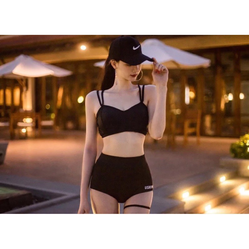 [Mã FAGREEN245 giảm tới 30K đơn 99K] Set bikini 3 mảnh áo lưới sporty, bộ đồ bơi | BigBuy360 - bigbuy360.vn