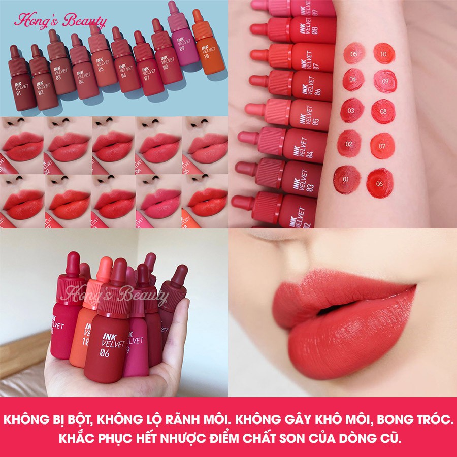 Son kem Peripera Ink Vel.vet Lip Tint siêu lì, bám màu cực tốt và mềm mịn môi - HONG'S BEAUTY