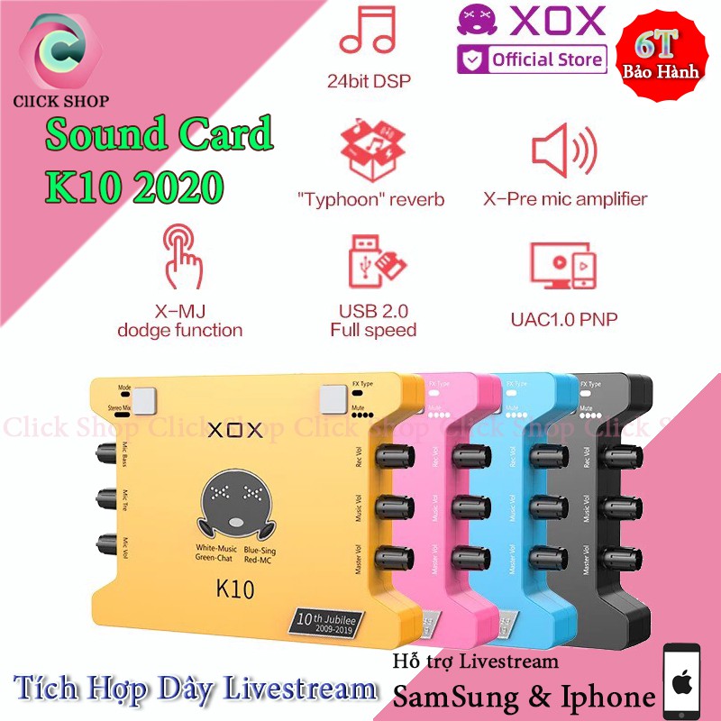 Sound card k10 2020 phiên bản mới phù hợp cho tất cả các dòng mic thu âm