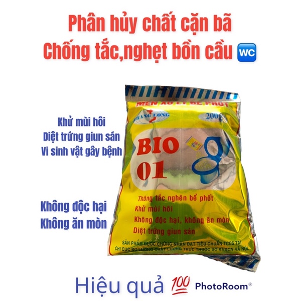 Men Xử Lý Bể Phốt BIO 01,Siêu  Khử Mùi Hôi, Siêu Phân HủyThông Tắc Nghẽn, Diệt Trùng Trứng Sán... BIO 01.