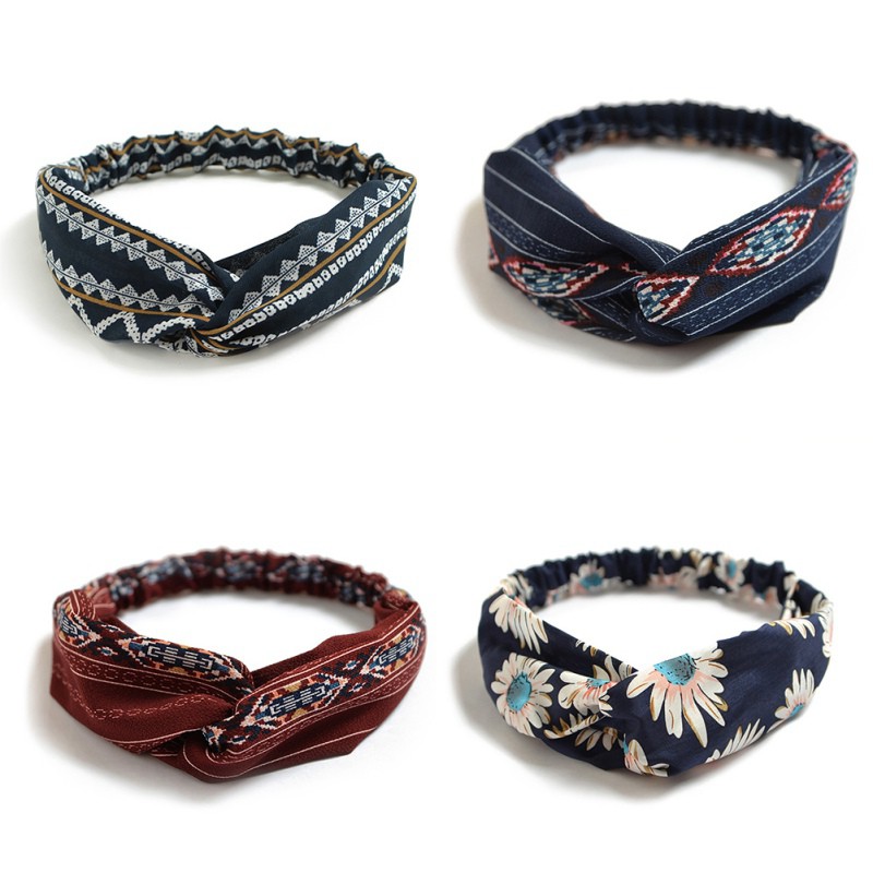 Băng đô cài tóc bản to chất chiffon co giãn thời trang cho nữ