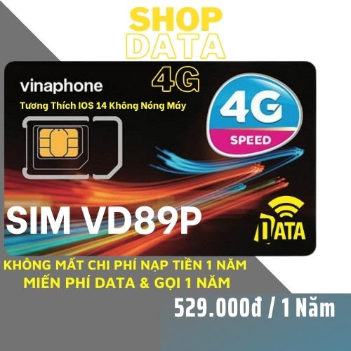 SIM4G VD89P Vinaphone ( Miễn phí Gọi + Vào Mạng 1 Năm Tốc Độ Cao )Có Video kèm test Tốc Độ,Bảo Hành 12 Tháng