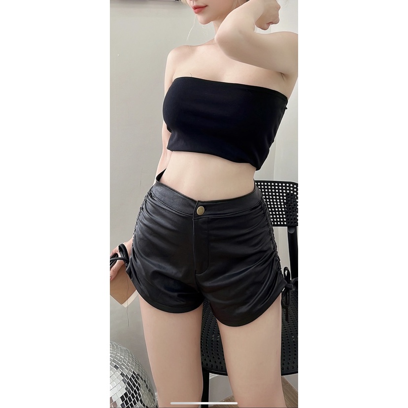quần da lưng cao, quần short da rút dây hai bên quyến rũ sang chảnh, ( hàng loại 1 cao cấp thiết kế)