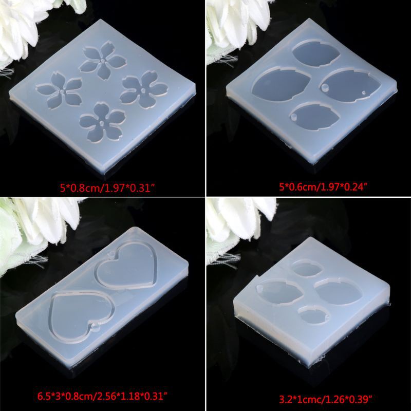 Khuôn Silicone Làm Mặt Dây Chuyền Hình Hoa Lá Trái Tim
