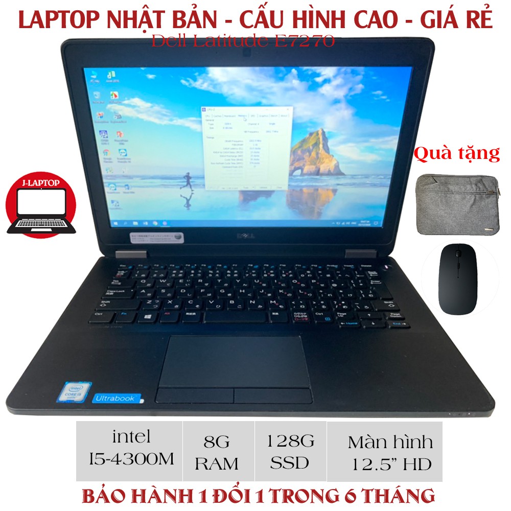 [Laptop Cũ] Laptop Cũ Dell Latitute E7270 Core I5 6300U, Ram 8Gb, SSD 256Gb Máy Tính Xách Tay Cao Cấp Đẹp 99%