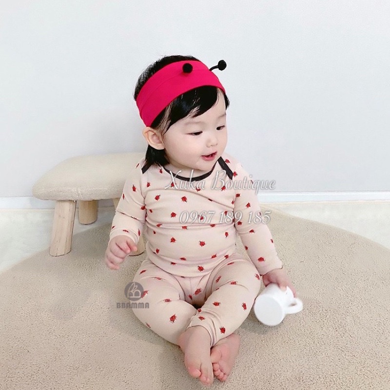 Bodysuit Dài Tay Kèm Quần BBAMMA Quảng Châu Cao Cấp Cho Bé 0-2 Tuổi Style Hàn Quốc Cotton Dài Tay Thu Đông Cực Đẹp