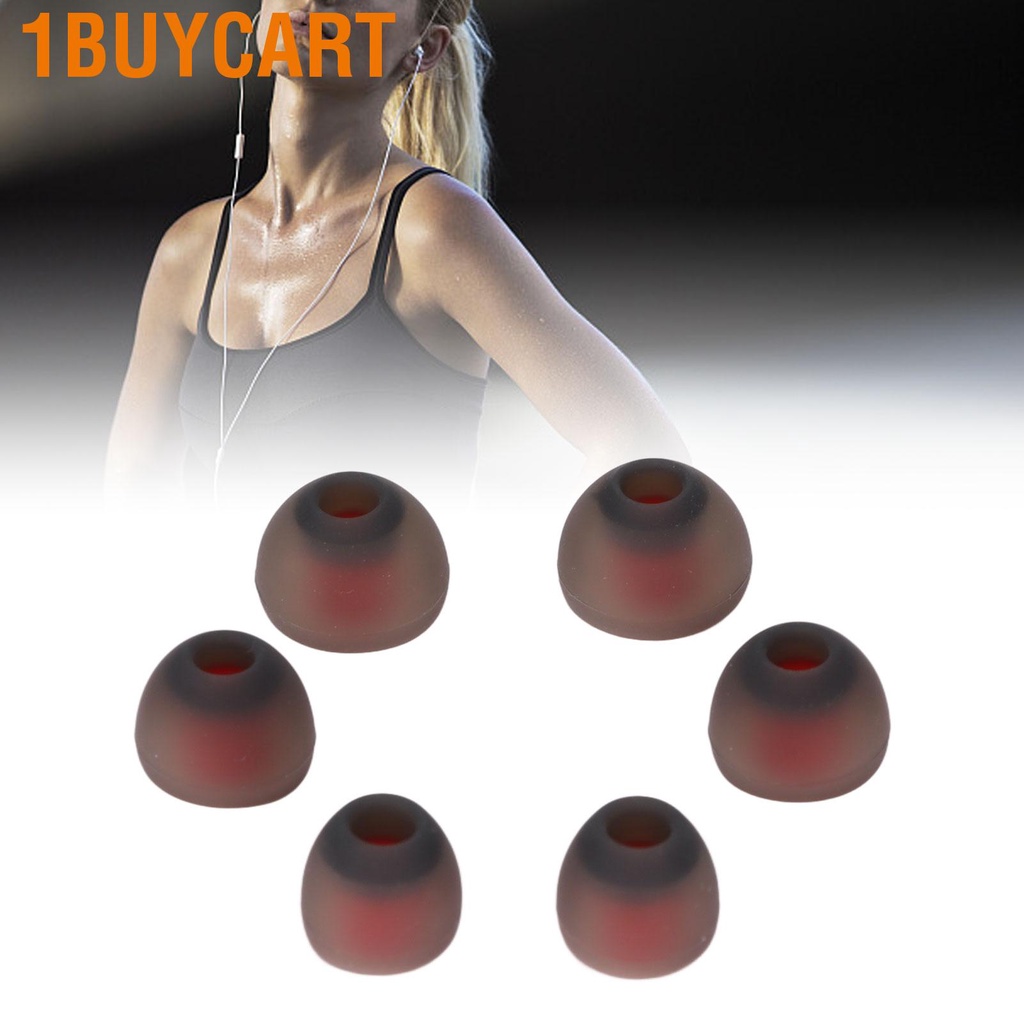 1buycart 6pcs Silicone Eartips Gray Red Noise Reduction Comfortable Replacement Earplugs for Philips Jaybird X4 X3 X2 X