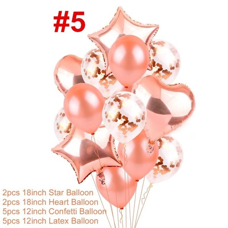 Bong Bóng Foil Màu Vàng Hồng Dùng Cho Tiệc Sinh Nhật, Đám Cưới