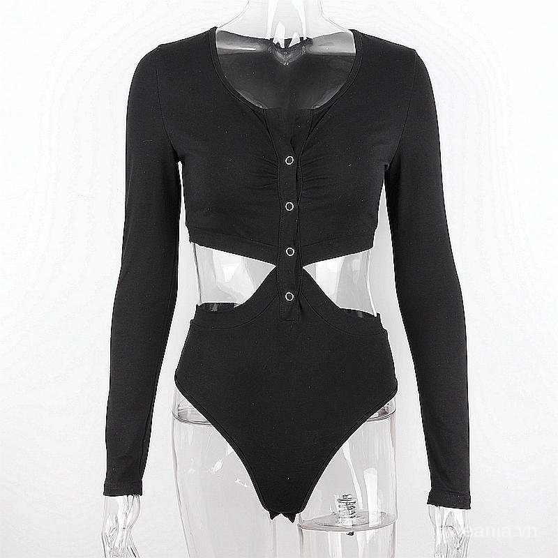 Bodysuit tay dài phối nút thiết kế quyến rũ cho phái nữ