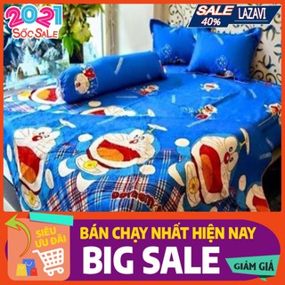 Đủ bộ 5 món chăn hè trần bông ga gối và gối ôm mẫu doremon chong chóng