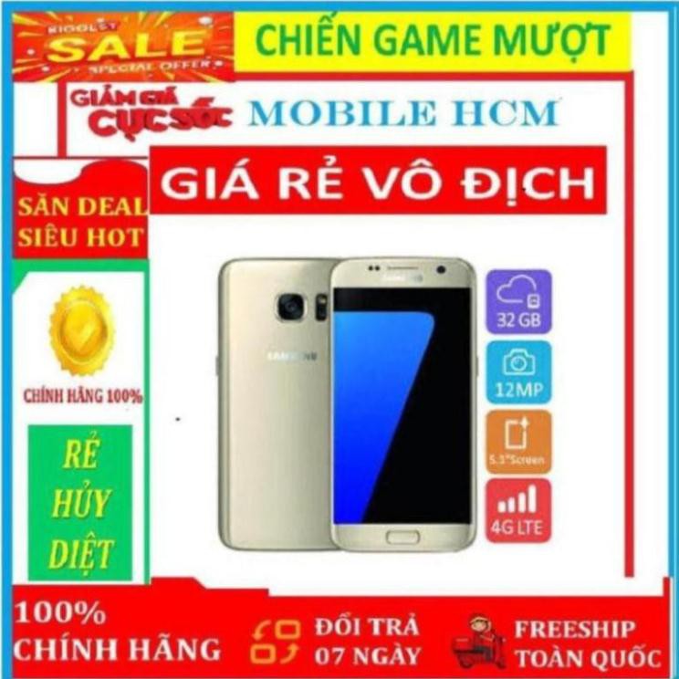 điện thoại Samsung Galaxy S7 ram 4G bộ nhớ 32g mới, CHÍNH HÃNG _ màu   đen linhcu