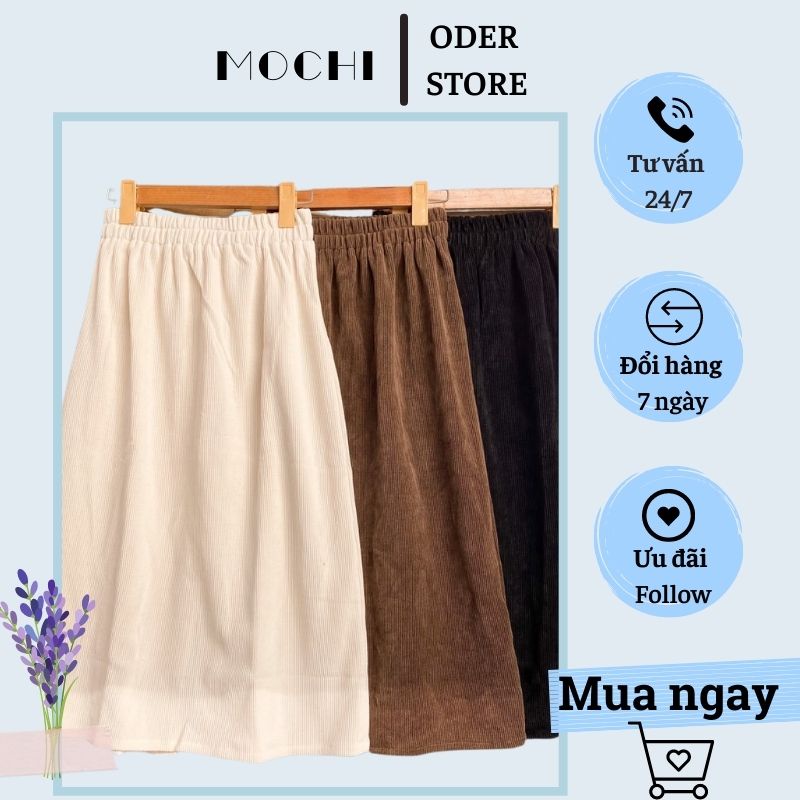 Chân váy nữ, chất vải mới ra của mùa thu đông năm nay, cạp chun freesize, xẻ sau, from rộng, 3 màu, phong cách Hàn Quốc