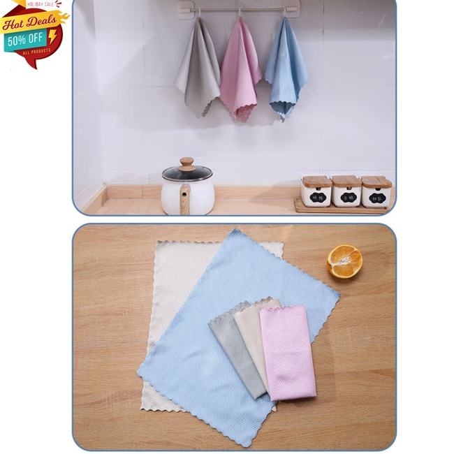 Khăn Lau Nhà Bếp Bằng Sợi Micro Thấm Hút Nước Họa Tiết Vảy Cá Độc Đáo Tiện Dụng Cho Nhà Bếp