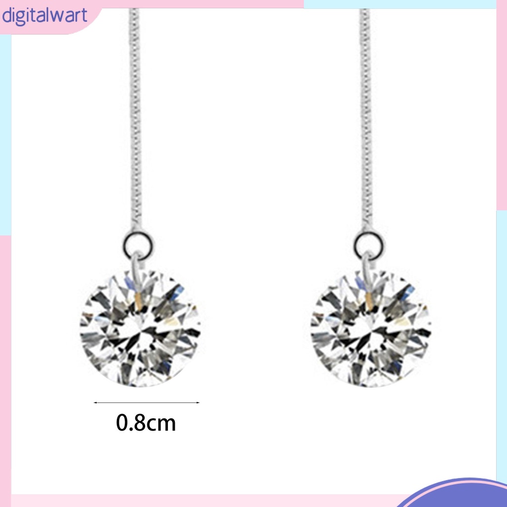 Khuyên tai dài mạ bạc đính đá sang trọng dành cho nữ