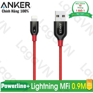 Cáp sạc siêu bền ANKER Powerline+ Lightning 0.9m [kèm túi da] iPhone iPad iPod (Đỏ)