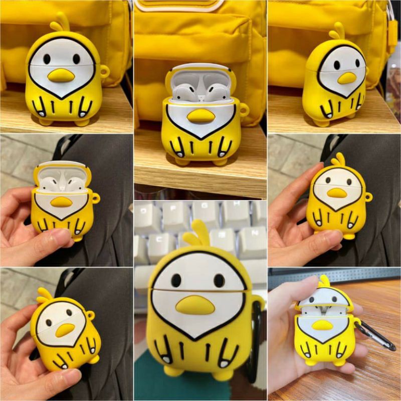 (Order 7 ngày) Case bảo vệ Airpods Pro/1/2/i9s/i11/i12 vịt vàng mặt buồn mặc áo khoác hoodie