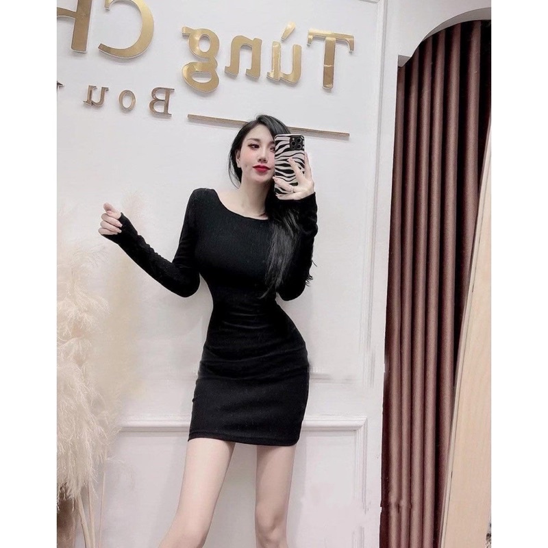 ĐẦM BODY XOẮN VÁY BODY MẶC 2 KIỂU TAY DÀI CHẤT LEN TĂM CAO CẤP💕GIMI