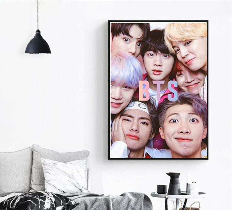 Bộ Tranh Đính Đá 5d Tự Làm Hình Nhóm Nhạc Bts 40x60cm