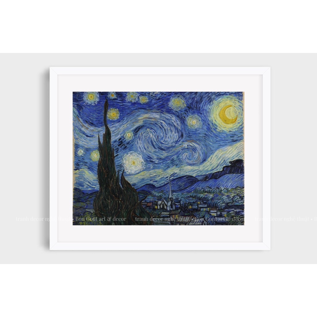 Tranh canvas 💜 NGHỆ THUẬT SIÊU ĐẸP 💜 treo tường Van Gogh - ĐÊM ĐẦY SAO - decor trang trí phòng