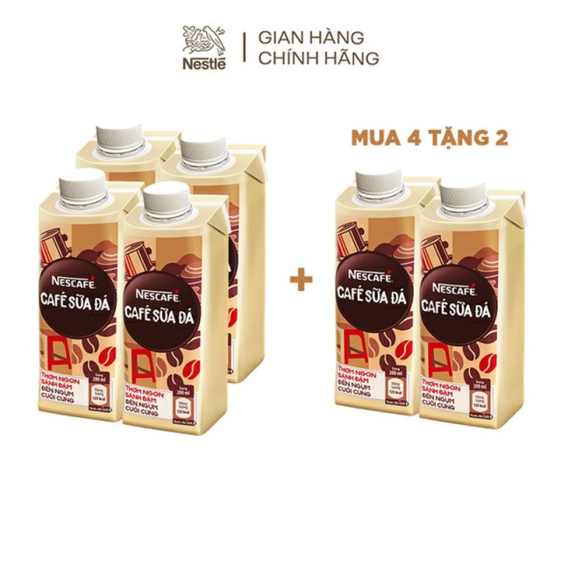 Combo 6 hộp Cà phê uống liền NESCAFÉ® Cà Phê Sữa Đá (hộp 200ml)