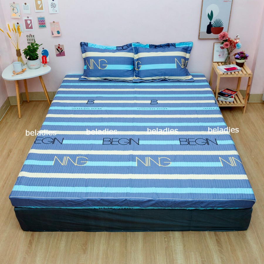 Bộ ga giường cotton Hàn Quốc trần bông kèm đôi vỏ gối m6 m8 2m2 m2 May bedding