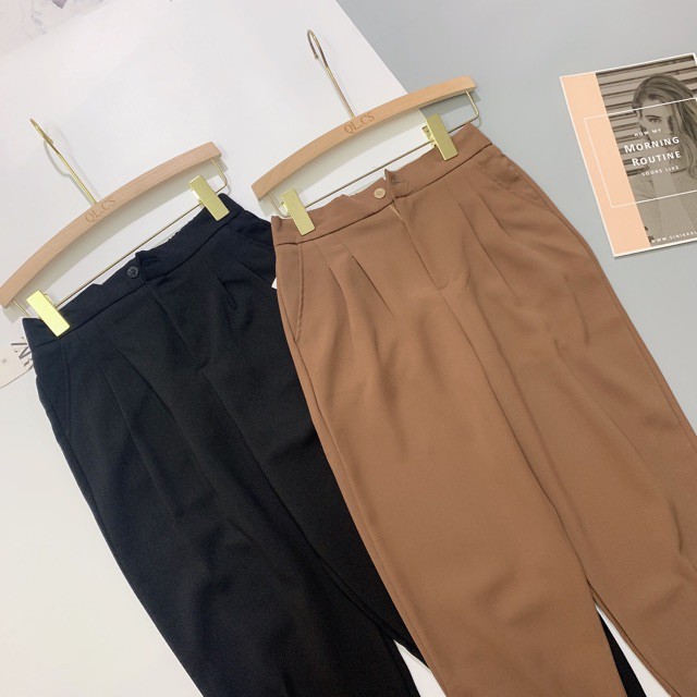 [Mã FAMAYWA giảm 10K đơn 50K] Quần baggy nữ công sở cạp cao dáng thụng xếp ly gấu khóa lưng chun cao cấp Hàn Quốc Q115 | BigBuy360 - bigbuy360.vn