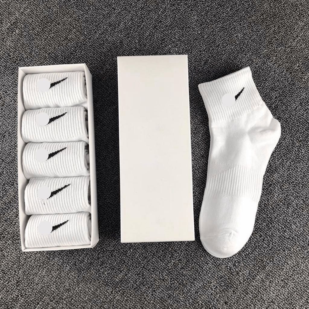 Tất Nam Nữ Nikea Cổ Cao, Cổ Trung, Cổ Ngắn Dệt Kim Màu Trắng, Dày Dặn Không Gây Mùi